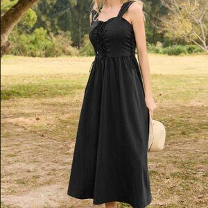 Scarlet Darkness - Women Renaissance Summer Cottagecore Dress